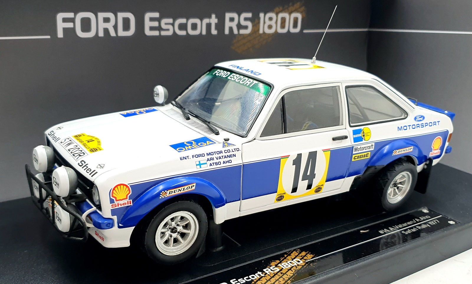 Sun Star 1/18 Scale 4491 Ford Escort MK2 RS 1800 Safari Rally 1977 #14 Vatenen