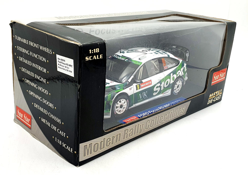 Sun Star 1/18 Scale 3916 Ford Focus RS WRC Wales Rally 2006 - #9 Wilson/Orr