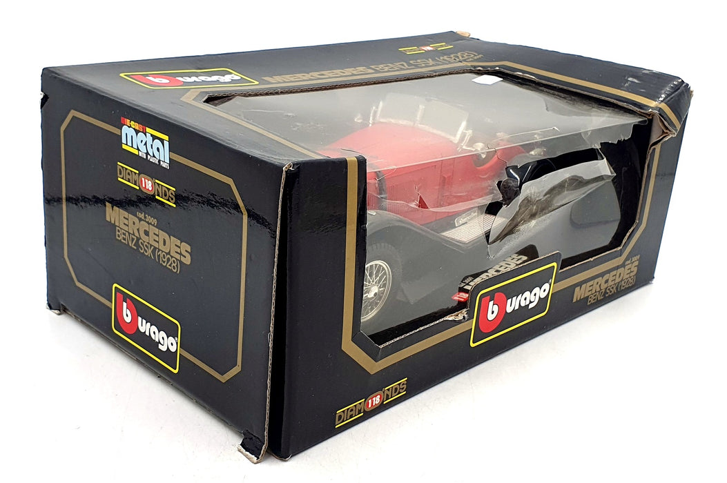 Burago 1/18 Scale Diecast 3009 - Mercedes Benz SSK 1928 Red Black