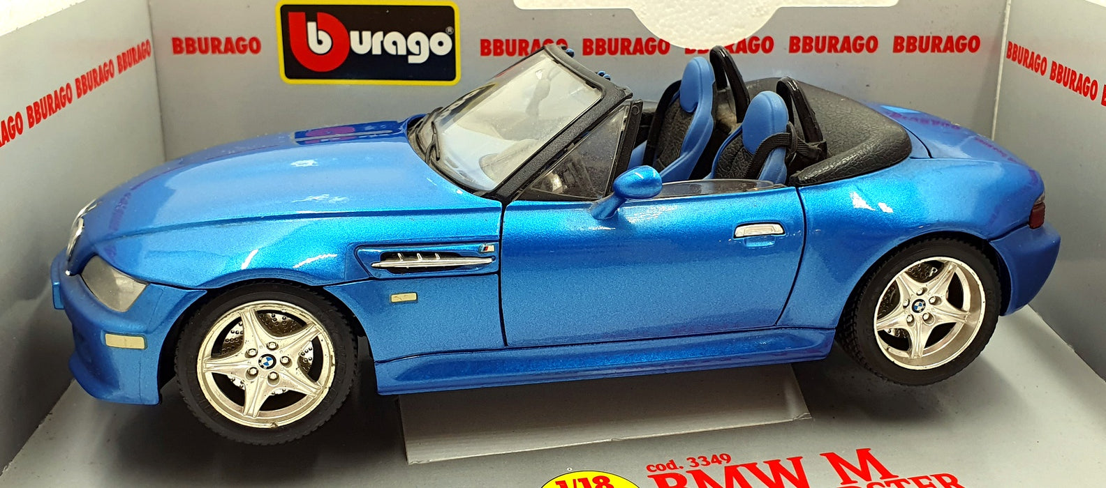 Burago 1/18 scale Diecast 3349 - BMW M Roadster - Metallic Blue
