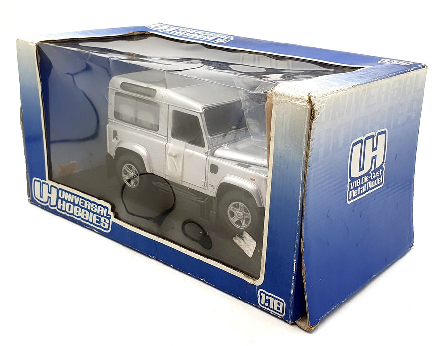 Universal Hobbies 1/18 Scale Diecast 3831 Land Rover Defender 90 S/W Silver