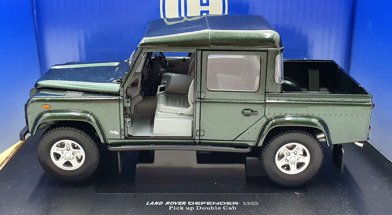 Universal Hobbies 1/18 Scale 3860 - Land Rover Defender 110 Pick Up D.Cab Green