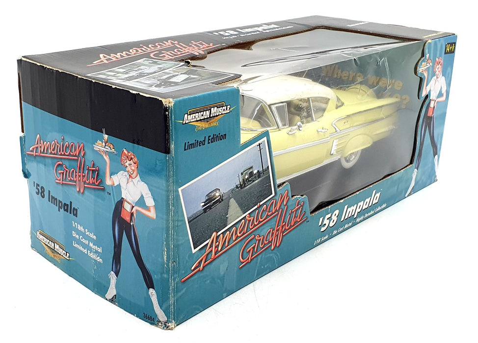 Ertl 1/18 Scale Diecast 36604 - 1958 Chevrolet Impala American Graffiti - Yellow