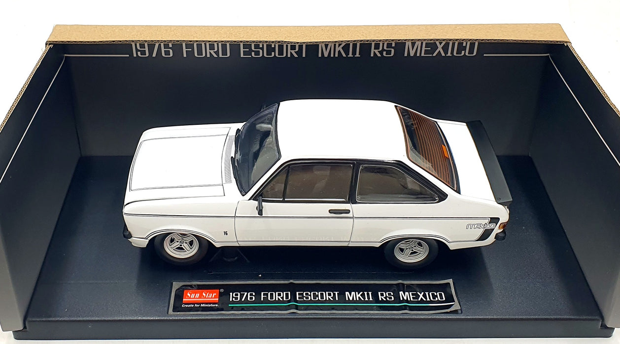 Sun Star 1/18 Scale Diecast 4633R 1976 Ford Escort MKII RS Mexico Diamond White