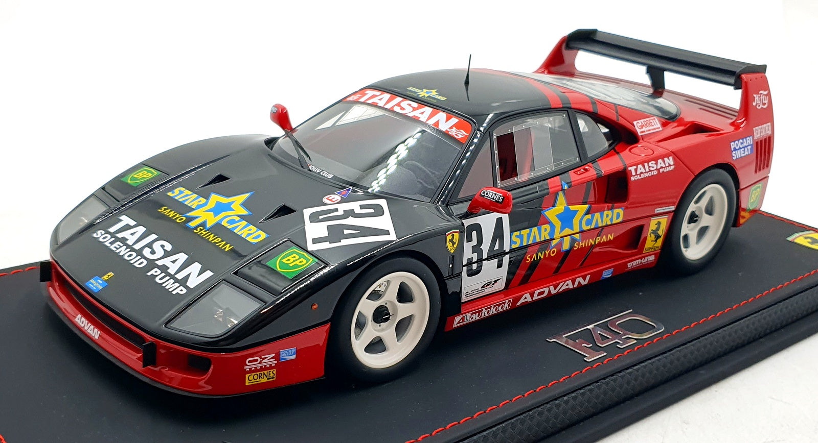 BBR 1/18 Scale P18139D - Ferrari F40 LM JGTC 1995 #34 Advan - Red/Black