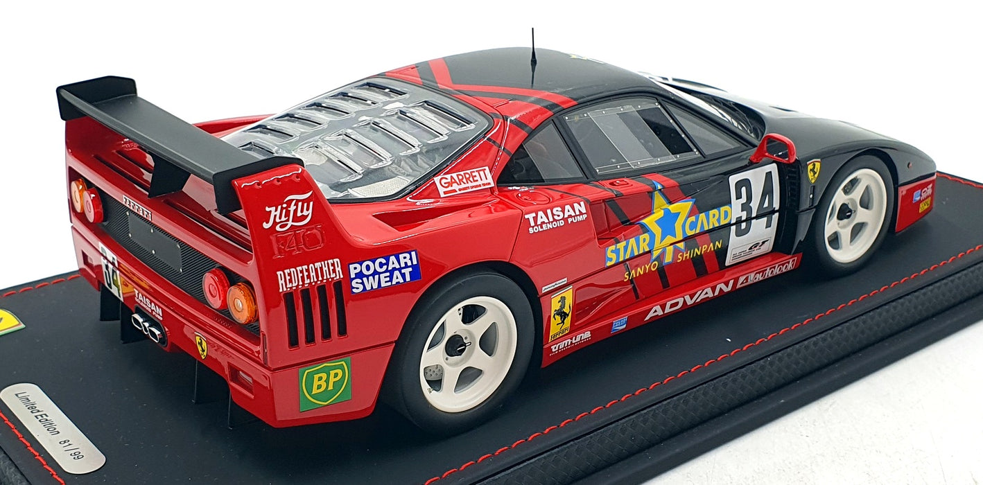 BBR 1/18 Scale P18139D - Ferrari F40 LM JGTC 1995 #34 Advan - Red/Black