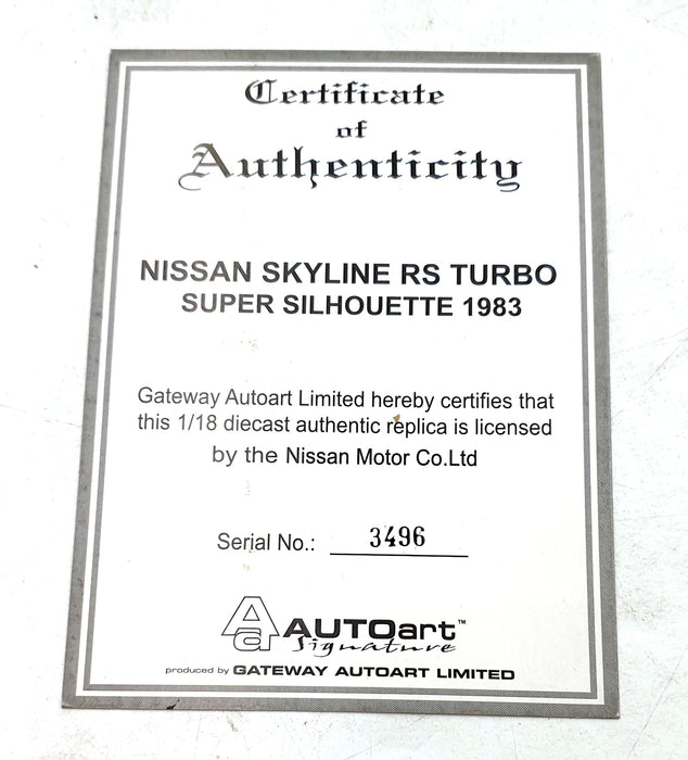 Autoart 1/18 Scale Diecast 88376 - Nissan Skyline RS Turbo 1983 Super Silhouette