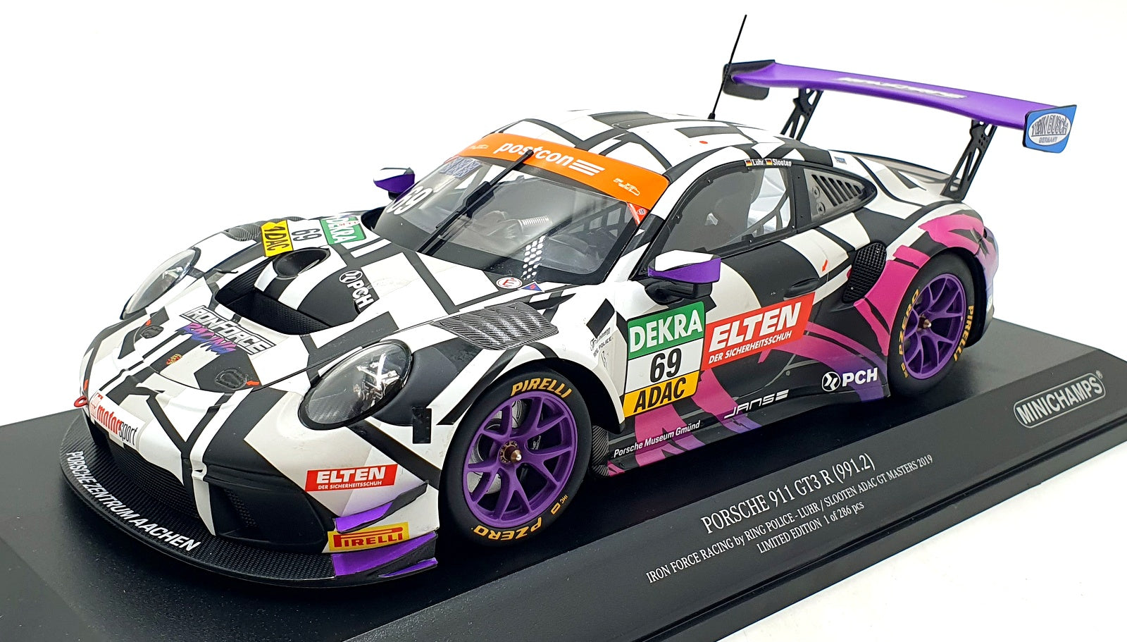 Minichamps 1/18 Scale 153 196069 - Porsche 911 GT3 R 991.2 Iron Force ADAC 2019