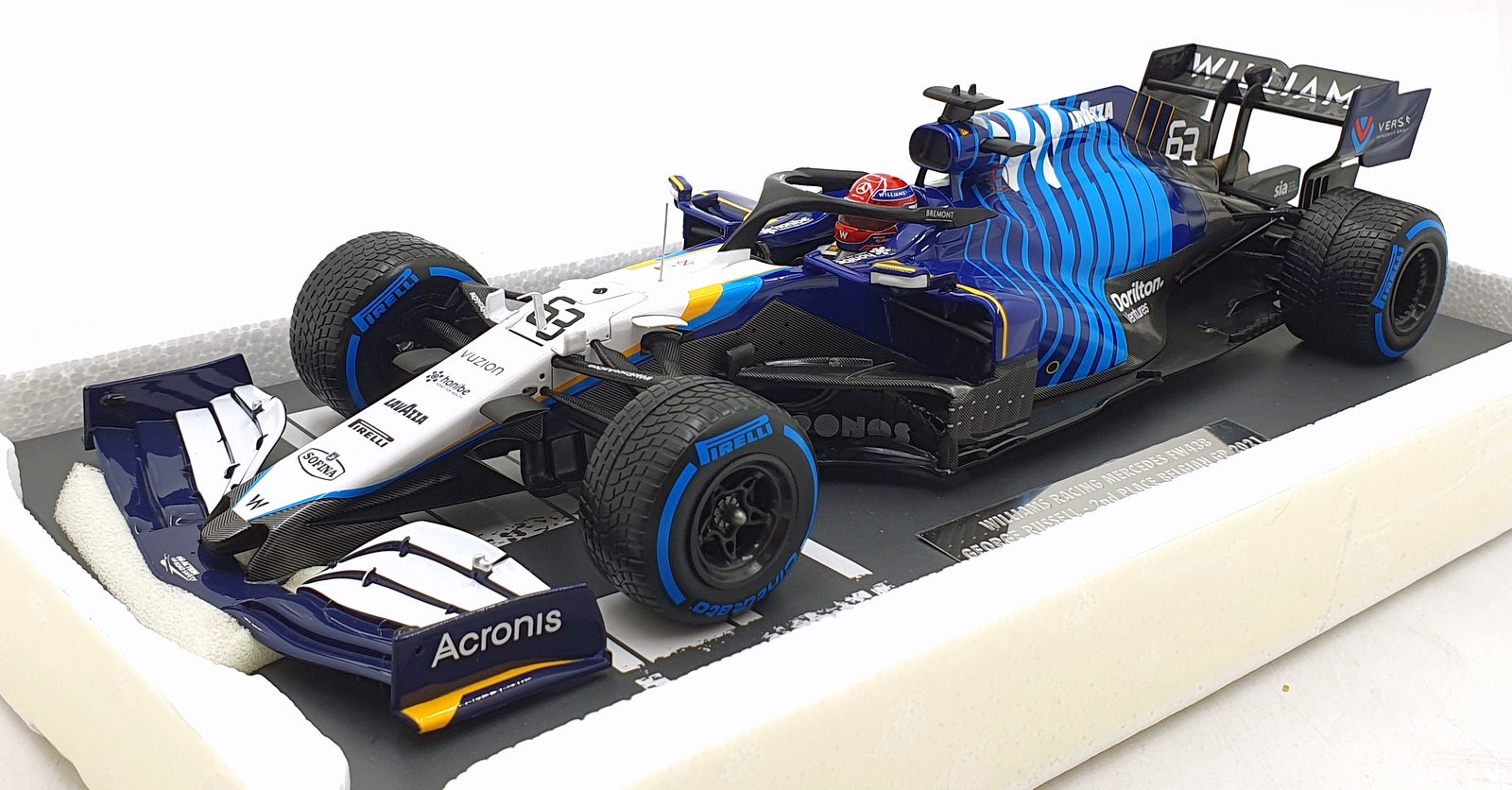 Minichamps 1/18 Scale 117 211363 F1 Williams Mercedes FW43B Belgian 2021 Russel