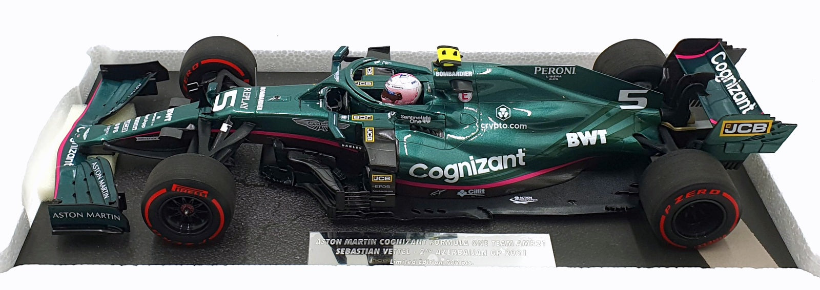 Minichamps 1/18 Scale 117 210705 F1 Aston Martin AMR21 Azerbaijan GP 2021 Vettel