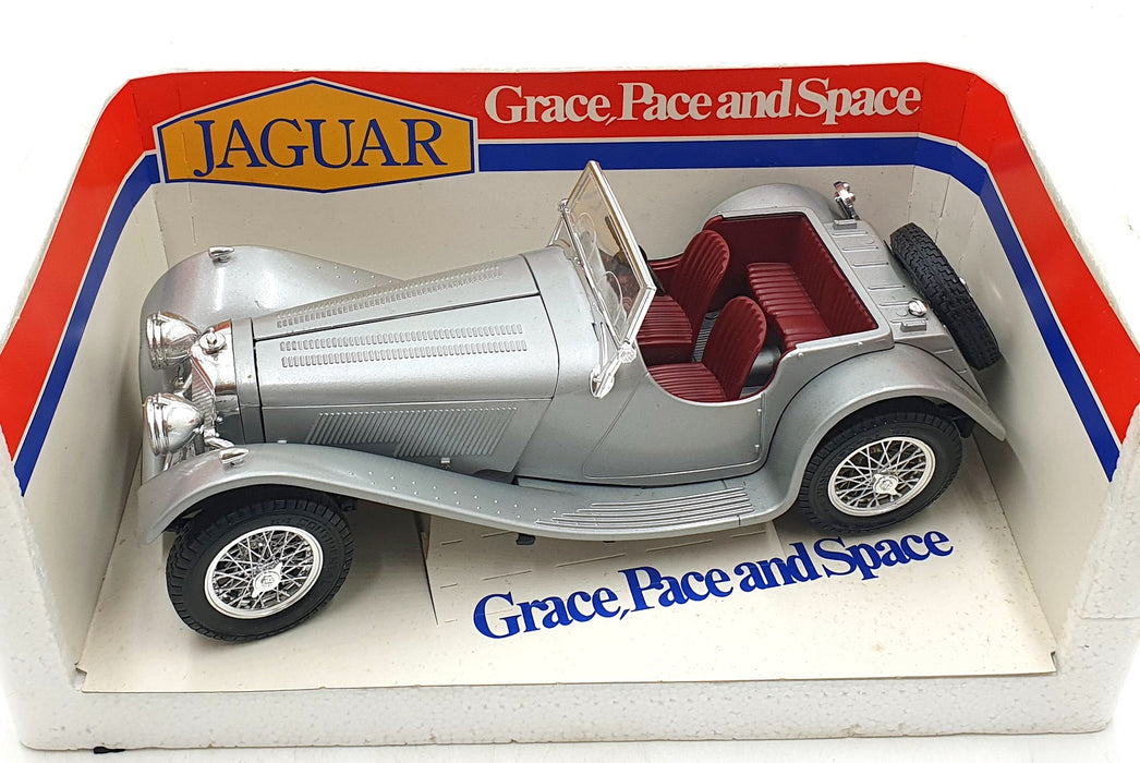 Burago 1/18 Scale Diecast 3006 - Jaguar SS100 - Silver/Red Seats