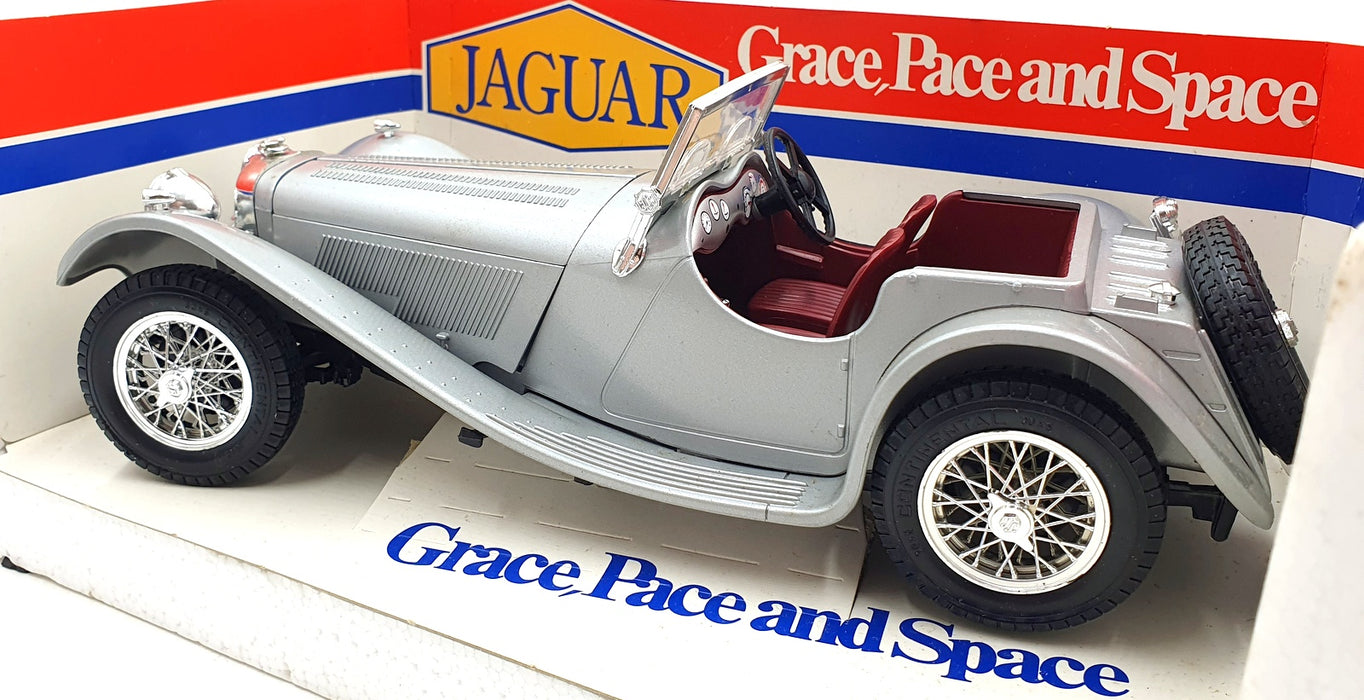 Burago 1/18 Scale Diecast 3006 - Jaguar SS100 - Silver/Red Seats