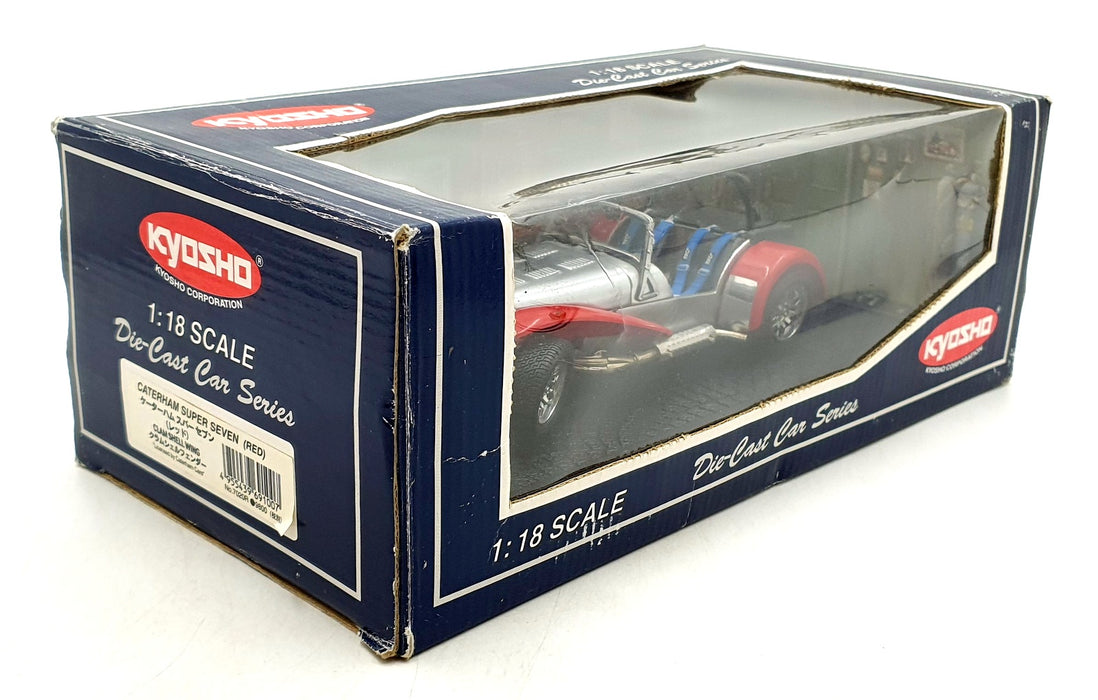 Kyosho 1/18 Scale Diecast 7020R - Caterham Super Seven - Silver/Red