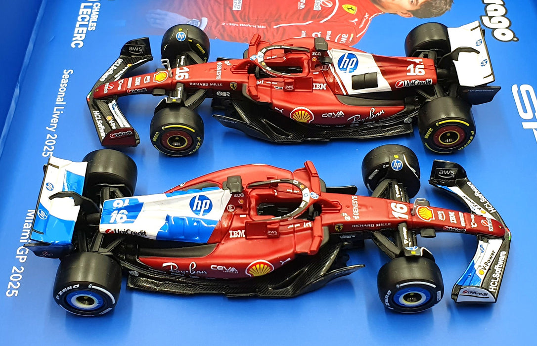 Burago 1/43 Scale 18-36856 Ferrari SF-25 F1 2025 #16 Miami/Seasonal Leclerc