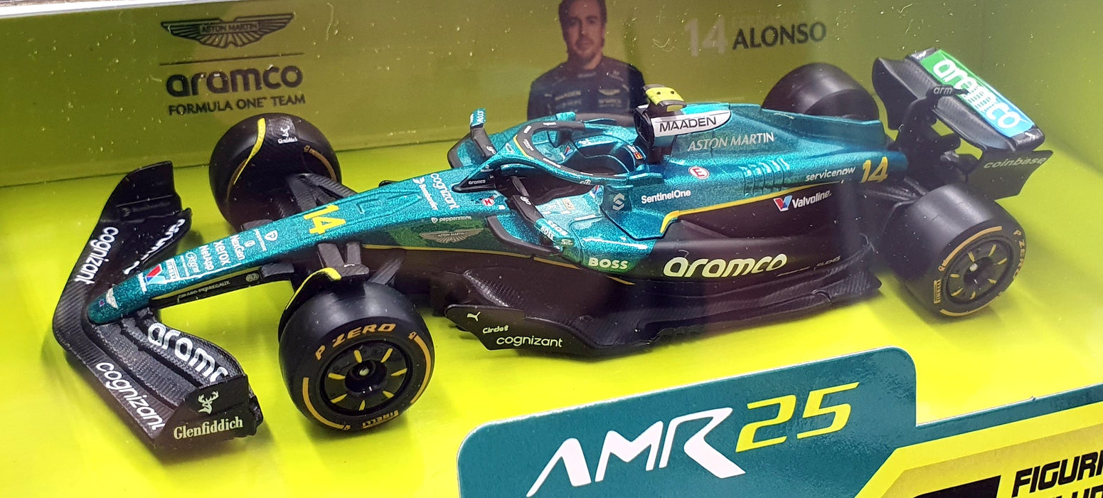 Burago 1/43 Scale 18-38460 - F1 Pit Pass 2025 Aston Martin AMR25 #14 Alonso