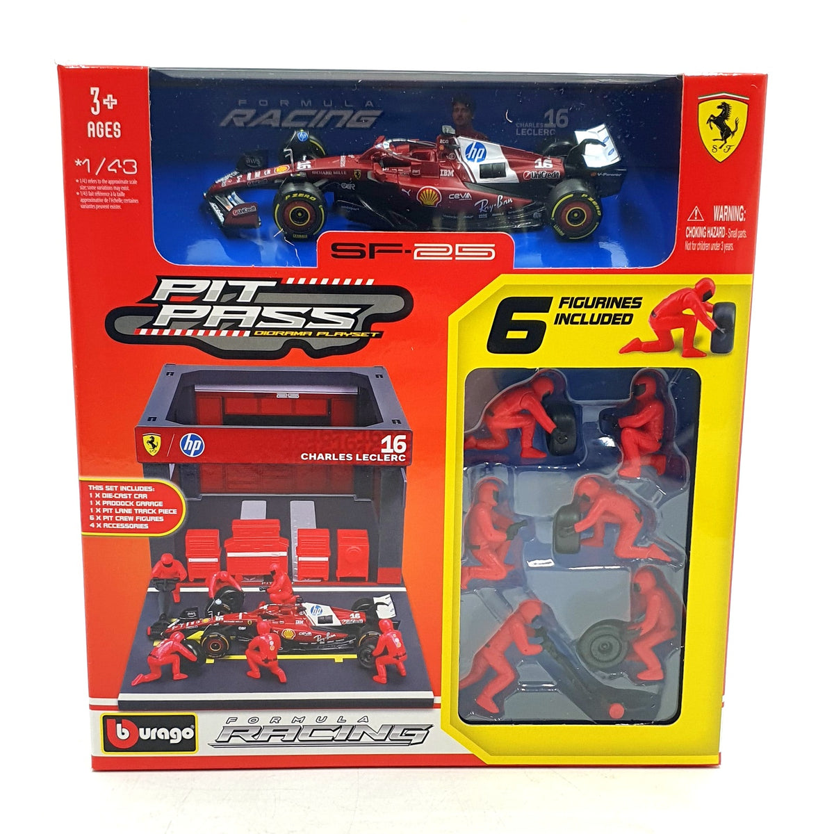 Burago 1/43 Scale 18-36865 - F1 Ferrari SF-25 Pit Pass Diorama 2025 #16 ...