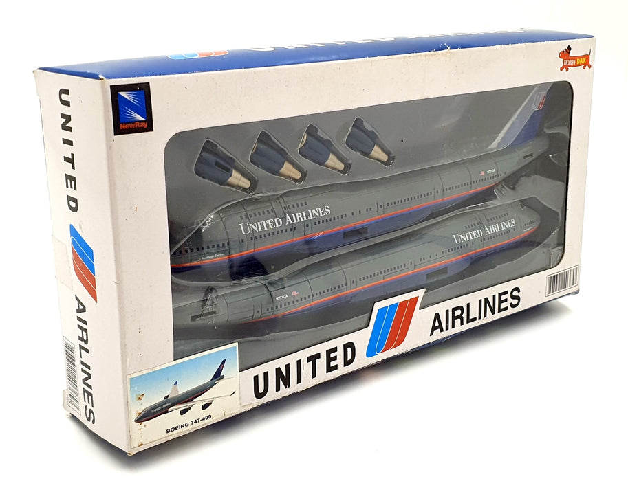 New Ray 1/200 Scale 203657 - Boeing 747-400 United Airlines - Grey/Blue
