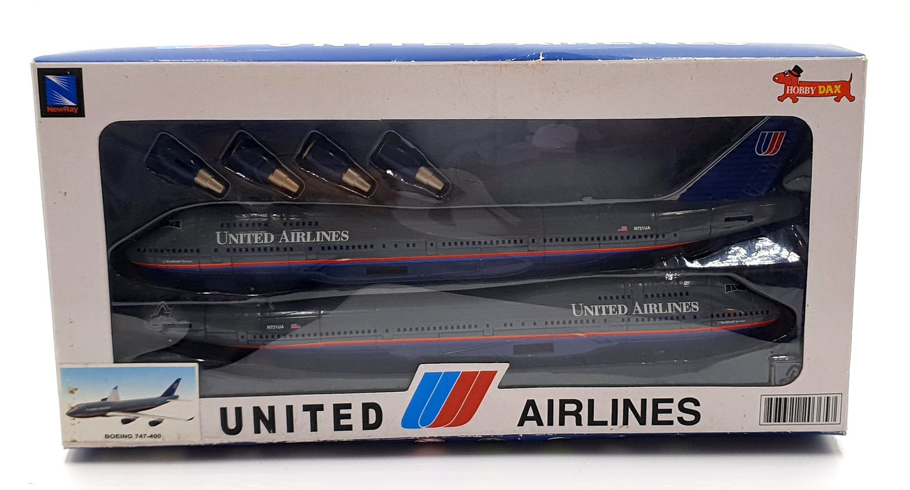 New Ray 1/200 Scale 203657 - Boeing 747-400 United Airlines - Grey/Blue