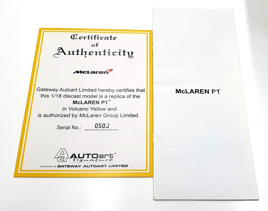 Autoart 1/18 Scale Diecast 76021 - McLaren P1 - Volcano Yellow