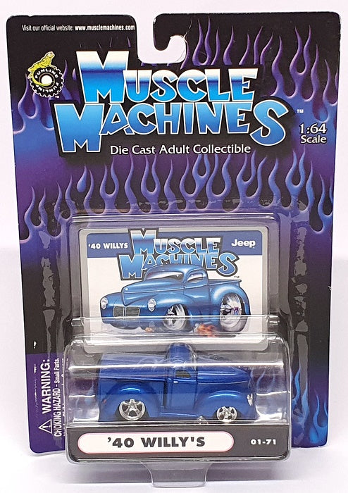 Muscle Machines 1/64 Scale 71161 01-71 - 1940 Willys Truck - Blue