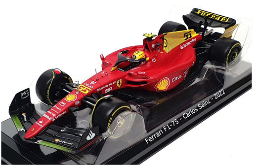 Burago 1/24 Scale 18-26806 - F1 Ferrari F1-75 - #55 Carlos Sainz 2022