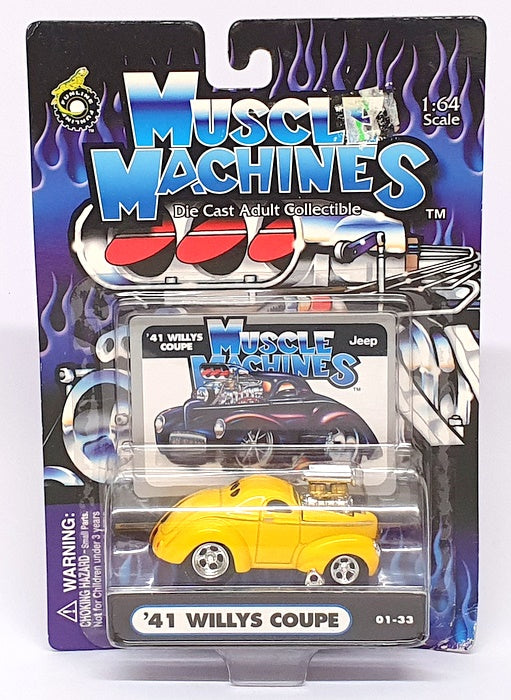 Muscle Machines 1/64 Scale 71151 01-33 - 1941 Willys Coupe - Yellow