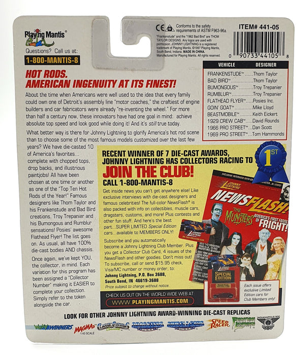 Johnny Lightning 1/64 Scale 441-05 Hot Rods Collector #6 Bad Bird - Met. Blue