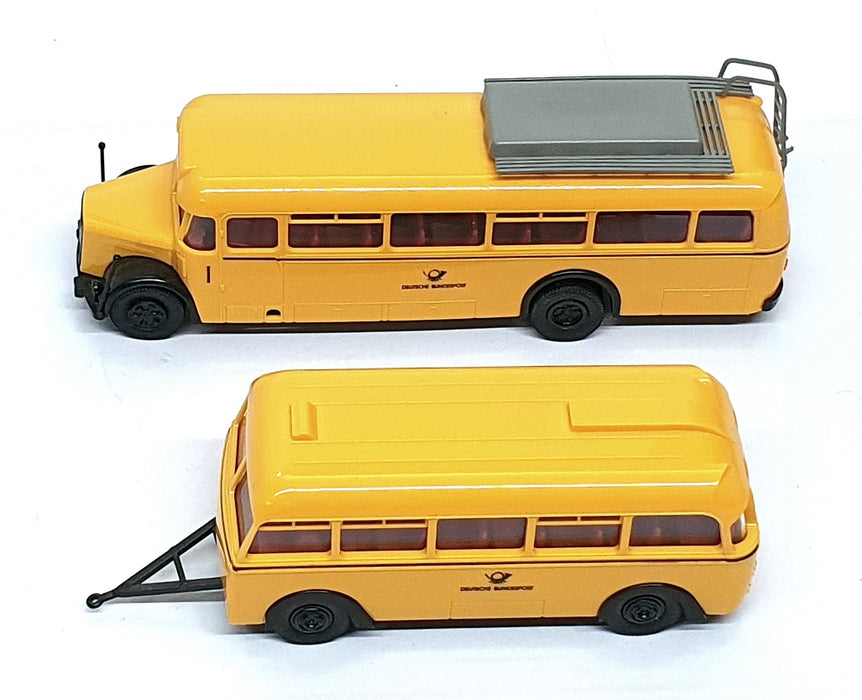 Brekina 1/87 Scale BR187Y - MAN MKN 630 Bus & Orion Trailer Bus Deutsche Post AG