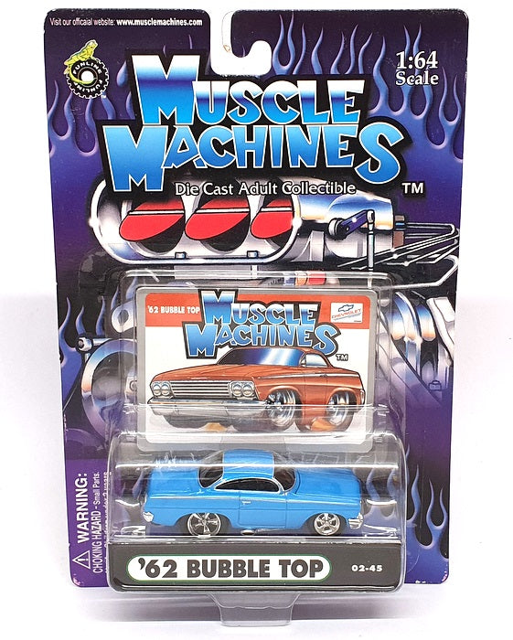 Muscle Machines 1/64 Scale 71151 02-45 - 1962 Chevrolet Bubble Top - Blue