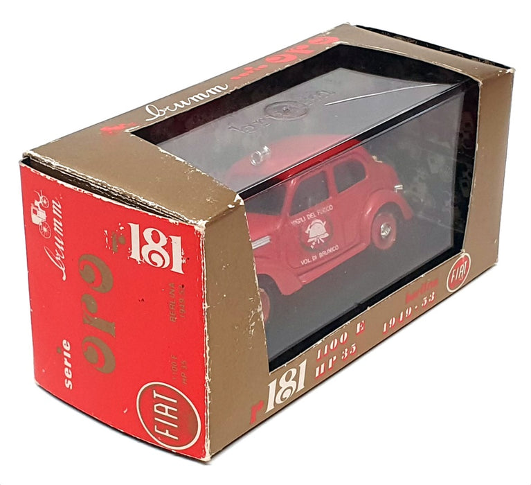 Brumm 1/43 Scale R181 - 1949 Fiat 1100 E Berlina Fire Control Car - Red