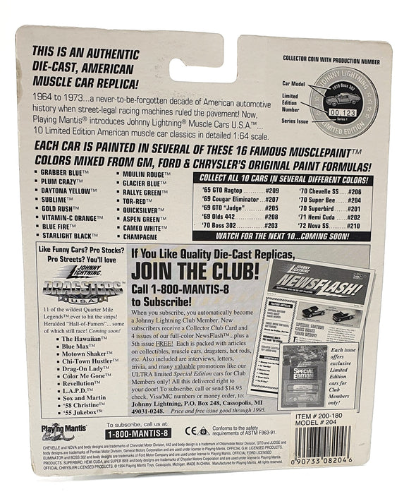 Johnny Lightning 1/64 Scale 200-180 - Muscle Cars USA 1970 Super Bee - White