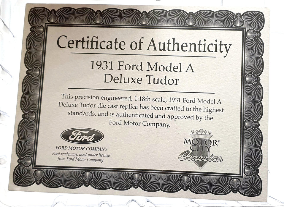 Motor City Classics 1/18 Scale 41002 - 1931 Ford Model A Roadster - Blue