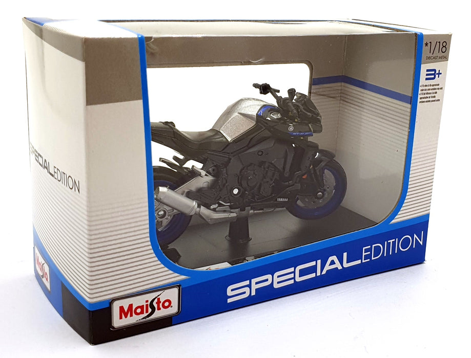 Maisto 1/18 Scale 23090 - 2023 Yamaha MT-10 SP Motorbike - Black/Blue