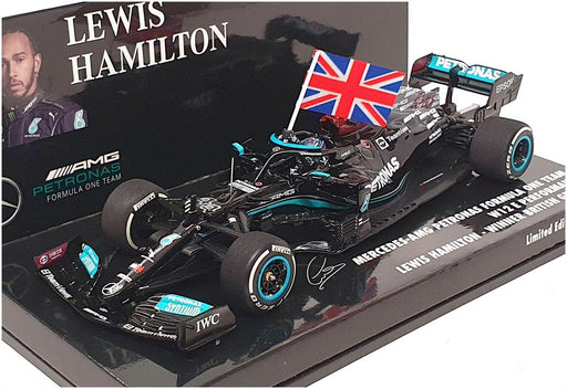 Minichamps 1/43 Scale 410 211144 - F1 Mercedes AMG Petronas Hamilton UK Flag