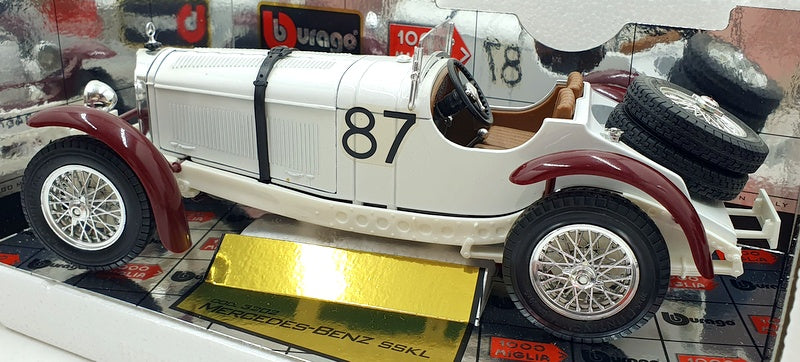 Burago 1/18 Scale Diecast 3202 Mercedes Benz SSKL 1931 1000 Miglia White #87