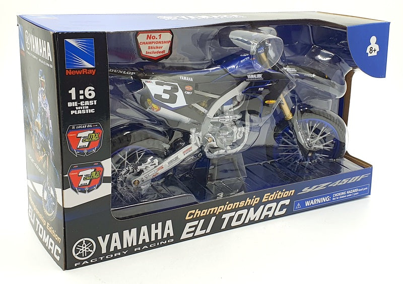 NewRay 1/6 Scale 49713 - Yamaha Factory Motorbike YZ450F E.Tomac #3 Blue/SIlver R.M.Toys Ltd NewRay 1/6 Scale 49713 - Yamaha Factory Motorbike YZ450F E.Tomac #3 Blue/SIlver R.M.Toys Ltd