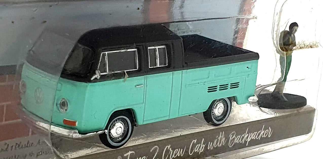 Greenlight 1/64 Scale 97020-F - Volkswagen Type 2 Crew Cab with Backpacker