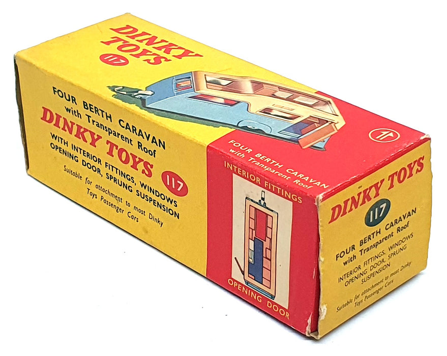 Dinky Toys Original Diecast 117 - 4 Berth Caravan With Transparent Roof - Yellow