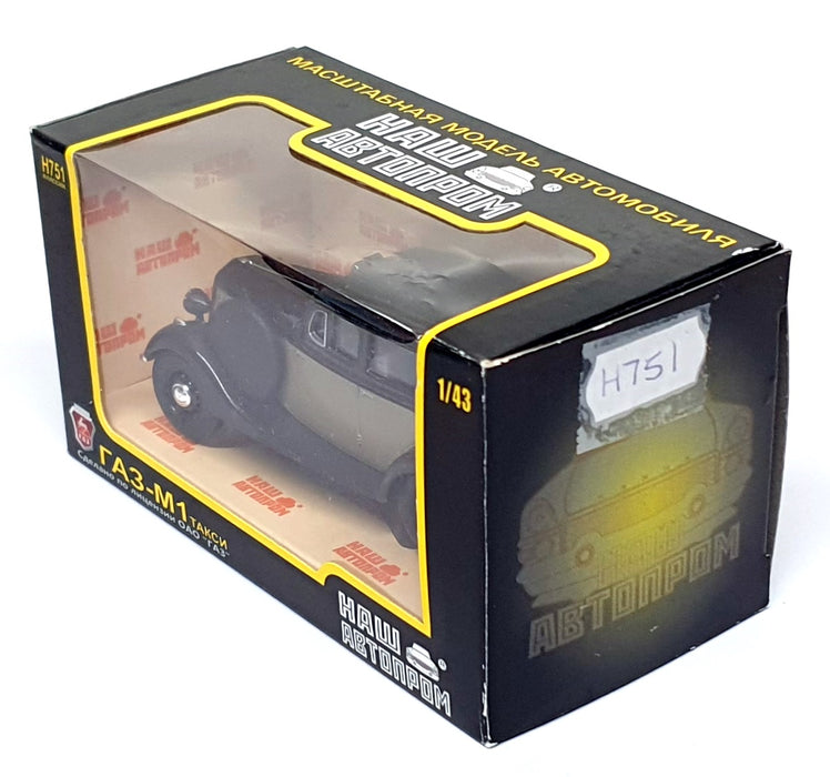 Haw Abtonpom Russian Diecast 1/43 Scale H751 - Gaz M1 Taxi - Black/Grey