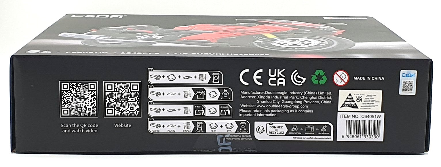 CADA C64051W 1/6 Scale 1043 pcs - Suzuki Hayabusa Motorbike Unbuilt - Red