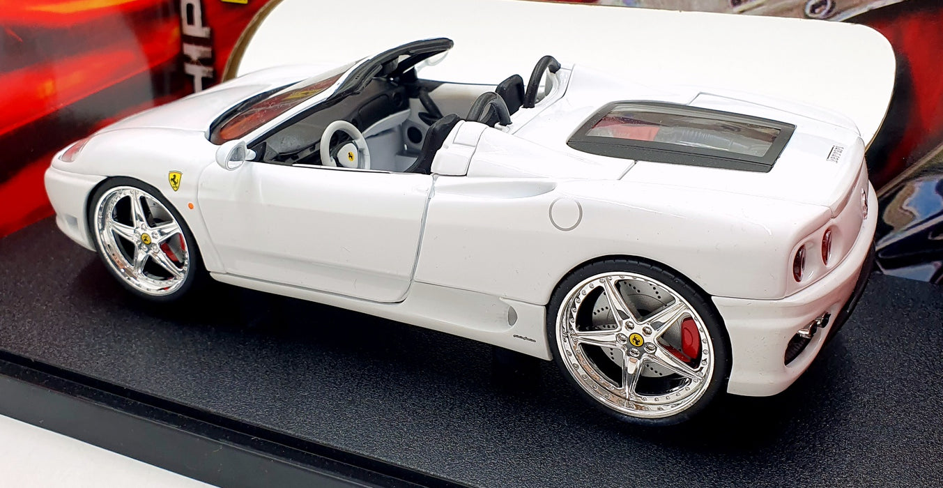Hot Wheels 1/18 Scale Diecast C3866 - Ferrari 360 Spyder Customised - White