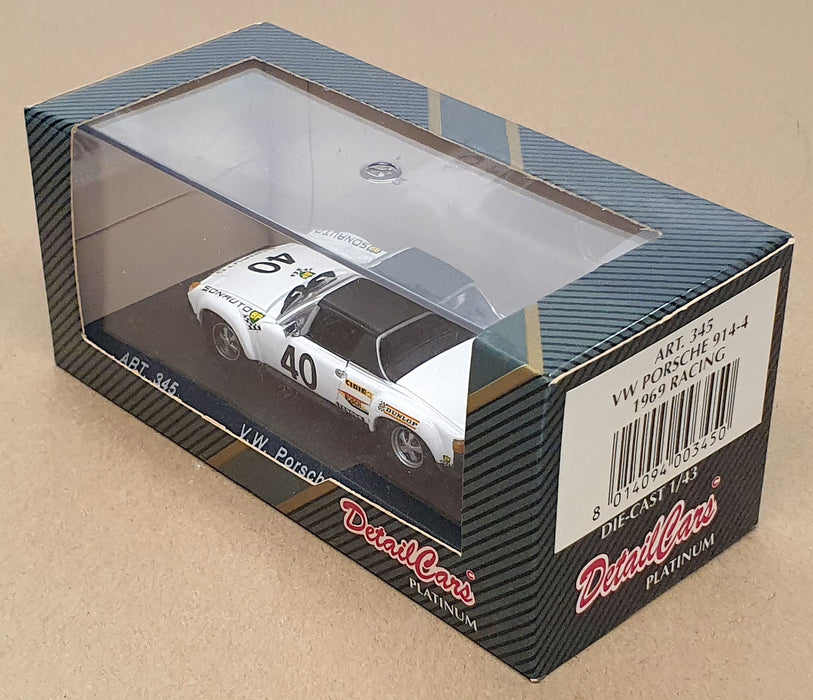 Detail Cars 1/43 Scale ART345 - VW Porsche 914-4 #40 1969 Racing - White