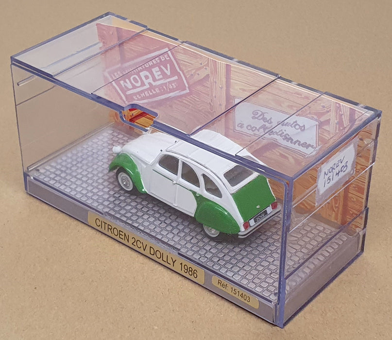 Norev 1/43 Scale Diecast 151403 - 1986 Citroen 2cv Dolly - White/Green