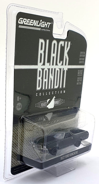 Greenlight 1/64 Scale 28010-B - 1972 Ford Ranchero Black Bandit - Black