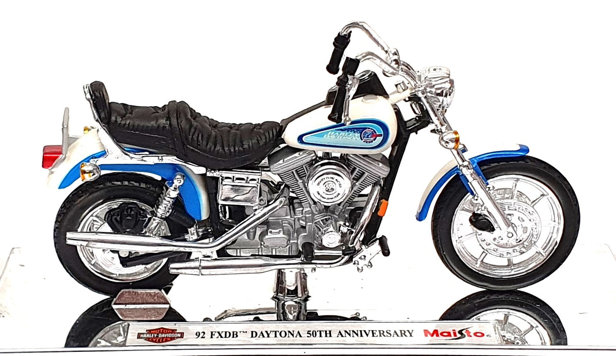 Maisto 1/18 Scale 39360 - 92 Harley Davidson Daytona 50th Anniversary White/Blue