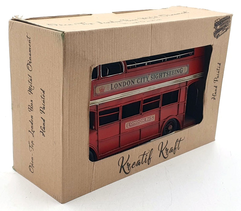 Kreatif Kraft Tin Plate Metal 84088 - Open Top London Bus Ornament - Red
