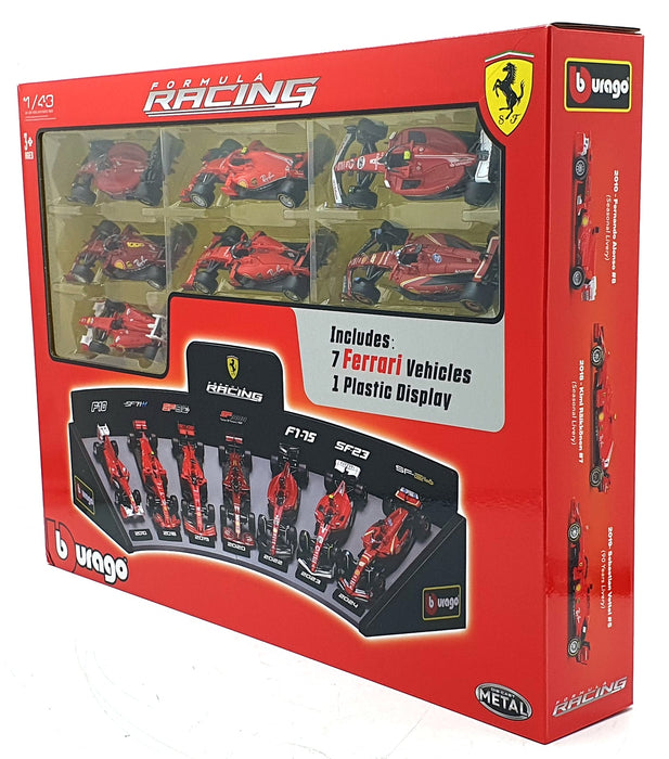 Burago 1/43 Scale 18-36864 - Ferrari Racing 7 Cars and Display Stand