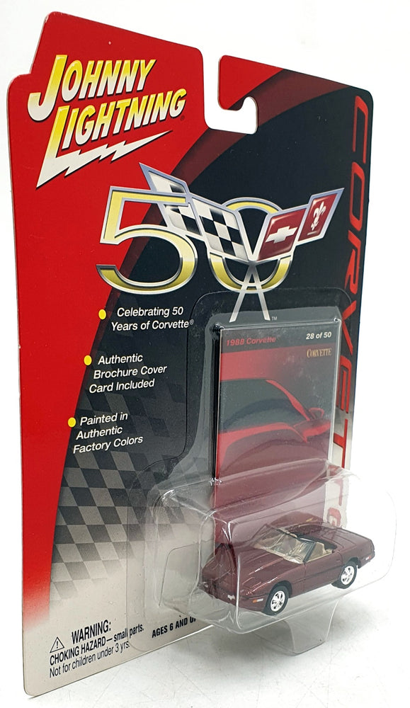 Johnny Lightning 1/64 Scale 492-01 - 1988 Chevrolet Corvette - Met. Red