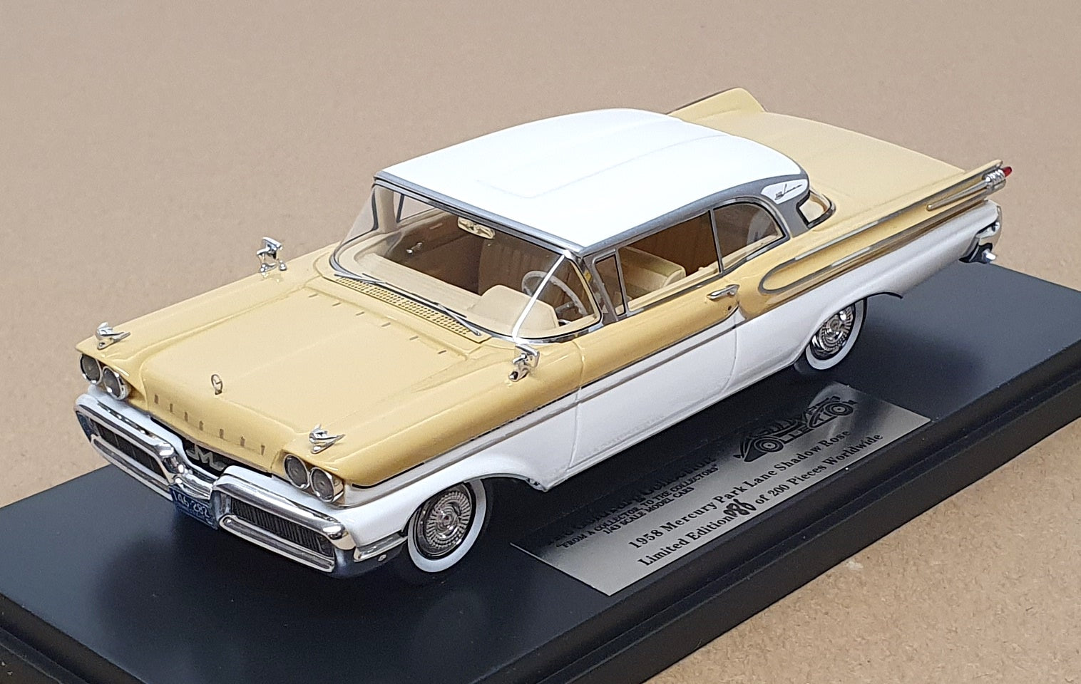 Goldvarg 1/43 Scale GC-090B - 1958 Mercury Park Lane - Mayfair Yellow/White