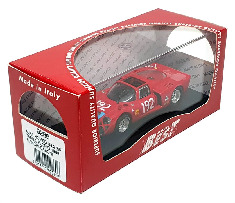 Best 1/43 Scale 9286 - Alfa Romeo 33.2 SP Targa Florio 1968 #192 Bianchi/Casoni